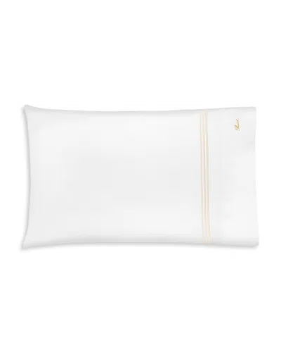 Pratesi Tre Righe Splendore Queen Pillowcase Set In White/beige