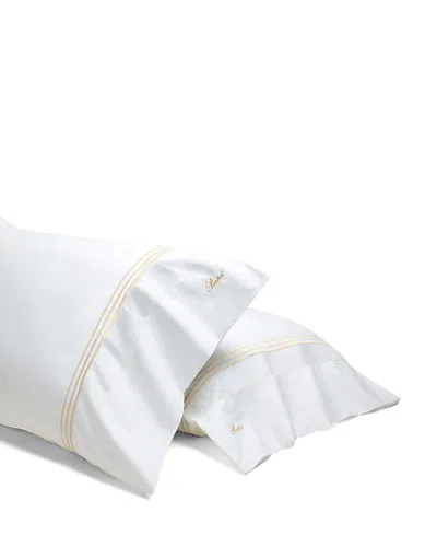 Pratesi Tre Righe Standard Pillowcase, Set Of 2 In White/beige