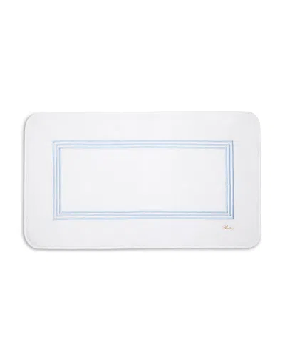 Pratesi Tre Righe Tub Mat In White/light Blue