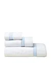 Pratesi Tre Righe Washcloth In White/light Blue