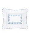 Pratesi Treccia Boudoir Sham In White/medium Blue