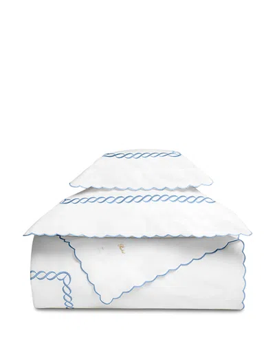 Pratesi Treccia Duvet Cover, King In White/medium Blue