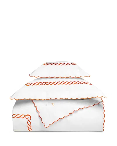 Pratesi Treccia Duvet Cover, Twin In White/orange