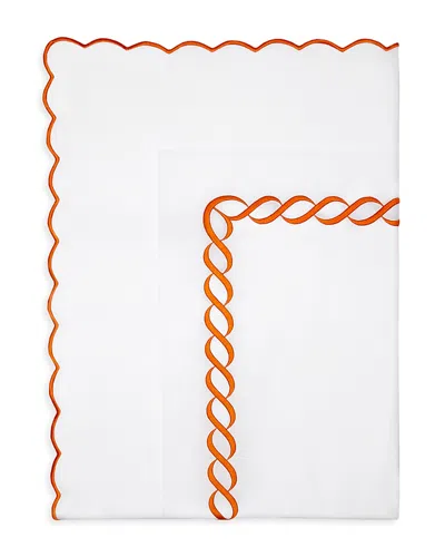 Pratesi Treccia Flat Sheet, King In White/orange