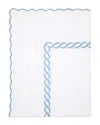 Pratesi Treccia Flat Sheet, Twin In White/medium Blue