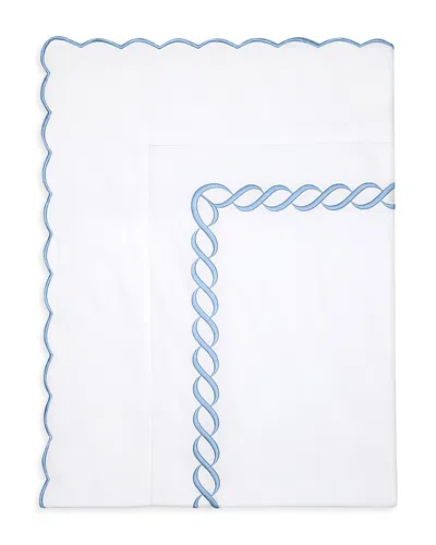 Pratesi Treccia Flat Sheet, Twin In White/medium Blue