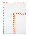 Pratesi Treccia Flat Sheet, Twin In White/orange