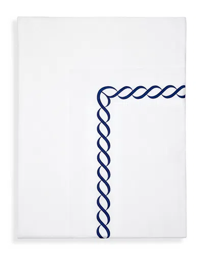Pratesi Treccia Moderno Flat Sheet, Twin In White/navy