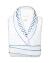 Pratesi Cotton Treccia Bathrobe In White/medium Blue