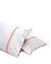 Pratesi Treccia Standard Pillowcase, Set Of 2 In White/orange