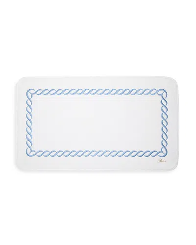 Pratesi Treccia Tub Mat In White/medium Blue