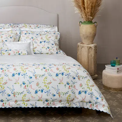 Pratesi Vivaio Boudoir Sham In White/medium Blue