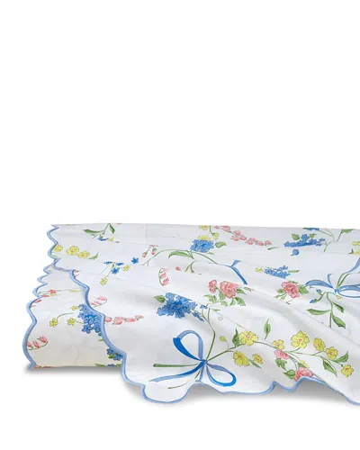 Pratesi Vivaio Flat Sheet, Full/queen In White/medium Blue