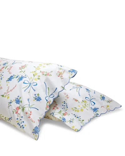 Pratesi Vivaio Standard Pillowcase Set In White/medium Blue