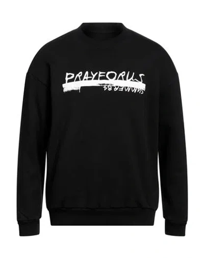 Pray For Us Man Sweatshirt Black Size M Cotton