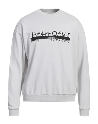 Pray For Us Man Sweatshirt Light Grey Size S Cotton