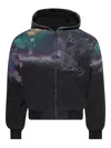 Praying Abstract-print Zip-up Hoodie In Black