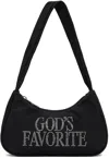 Praying Black 'god's Favorite' Rhinestone Bag In Black