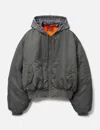 Praying Womens Plaid-hood Shell Bomber Jacket Grey Xs
