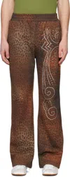 Praying Brown Cheetah Studded Terry Sweatpants In Multi