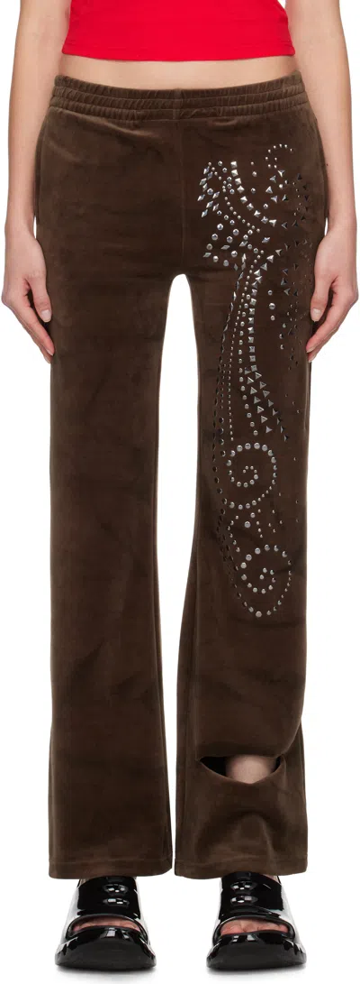 Praying Brown Velvet Flared Lounge Pants