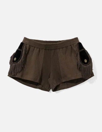 Praying Epaulette Women's Shorts Brown In Brown/褐色/브라운/ブラウン