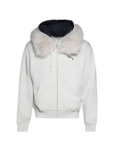 Praying Faux-fur-trim Hoodie In Gray