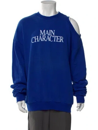 Pre-owned Praying Graphic Print Crew Neck Sweatshirt In Blue