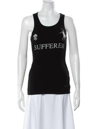 Pre-owned Praying Graphic Print Scoop Neck Top In Black