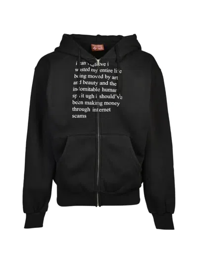 Praying Graphic-print Zip-up Hoodie In Black