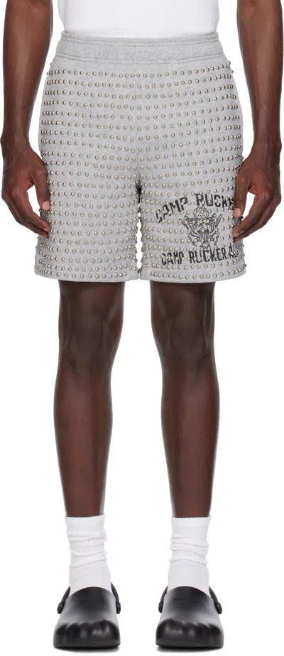 Praying Gray Stud Shorts In White