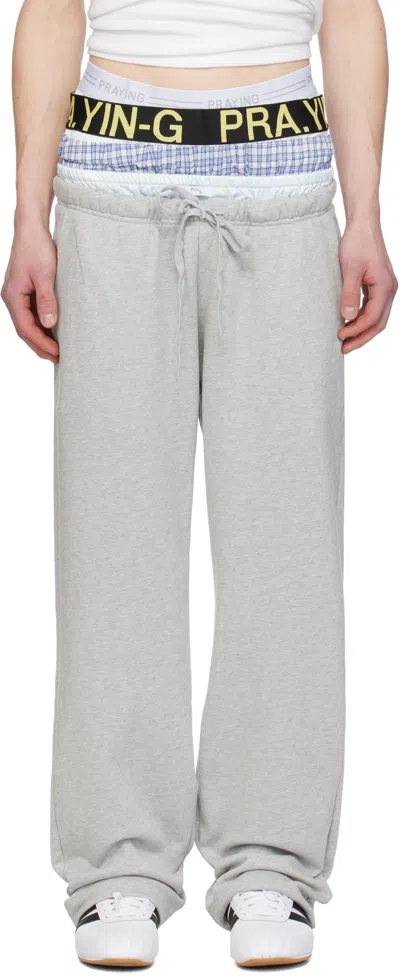 Praying Gray Underwear Sweatpants In Grey