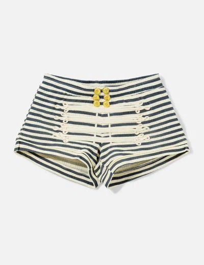 Praying Harbor Stripe Women's Shorts In Black/黑色/블랙/ブラック