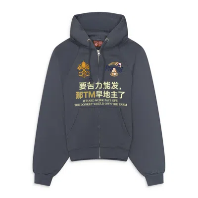 Praying Hard Work Hoodie Blue In Black