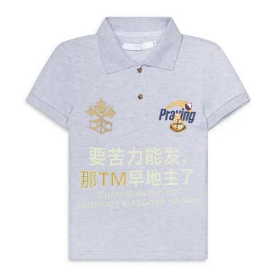 Praying Hard Work Womens Polo Grey In Blue