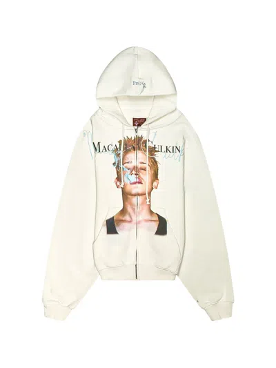 Praying Macully Graphic-print Zip-up Hoodie In Neutral