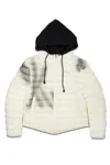 Praying Navy Puffer Jacket Blue In White