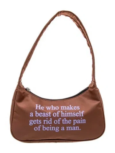 Pre-owned Praying Nylon Shoulder Bag In Brown
