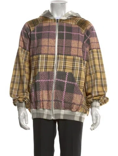 Pre-owned Praying Plaid Print Crew Neck Hoodie In Neutrals