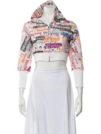 Pre-owned Praying Printed Bolero In White