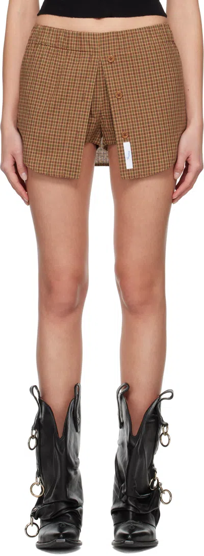 Praying Ssense Exclusive Brown Plaid Skort