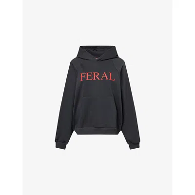 Praying Womens Black Feral Relaxed-fit Cotton-jersey Hoody Xs