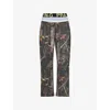 Praying Womens Camouflage-print Quadruple-waistband Cotton Jogging Bottoms