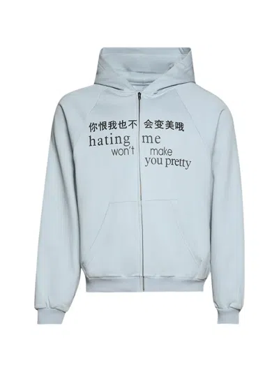 Praying Zip-up Raglan-sleeve Hoodie In Blue