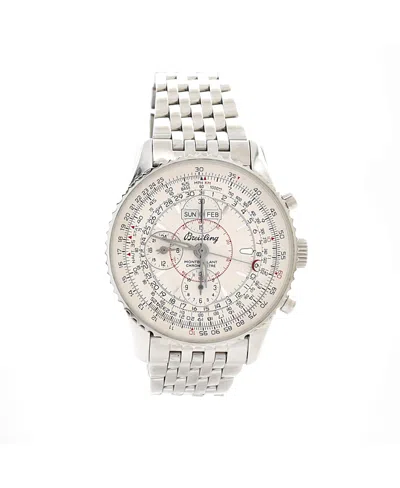 Pre-owned Pre-owned Breitling  Breitling Navitimer Montbrillant Datora Chronograph Automatic Watch In Stainless Steel 43m In Dial Color: White