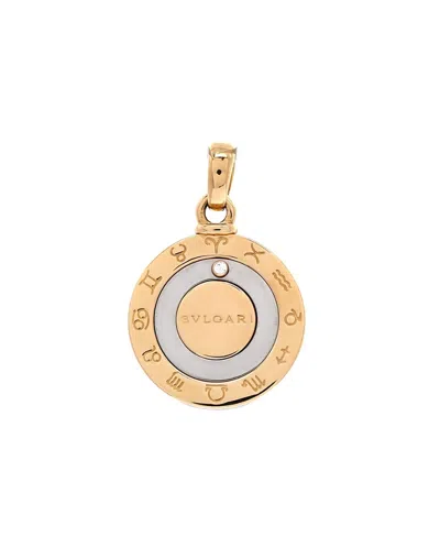 Pre-owned Pre-owned Bvlgari  Bvlgari 12 Months Horoscope Movable Round Pendant Charm 18k Gold And Stainless Steel With 