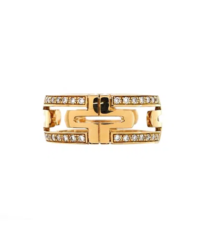 Pre-owned Pre-owned Bvlgari  Bvlgari 8mm Parentesi Band Ring 18k Gold And Diamonds