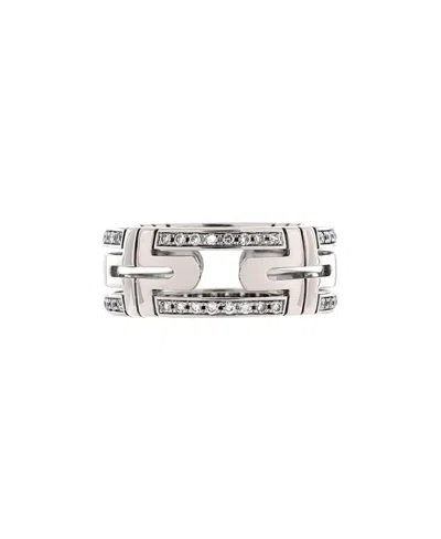 Pre-owned Pre-owned Bvlgari  Bvlgari 8mm Parentesi Band Ring 18k White Gold And Diamonds