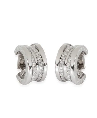 PRE-OWNED BVLGARI PRE-OWNED BVLGARI B. ZERO1 18K WHITE GOLD HOOP EARRING 