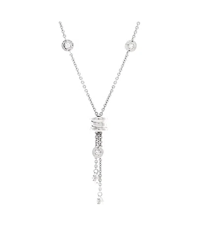 Pre-owned Pre-owned Bvlgari  Bvlgari B. Zero1 3 Charm Necklace 18k White Gold With Diamonds, 18"